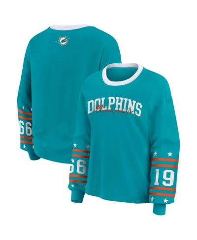 Женская футболка WEAR by Erin Andrews Aqua Miami Dolphins Sport Long-Sleeve
