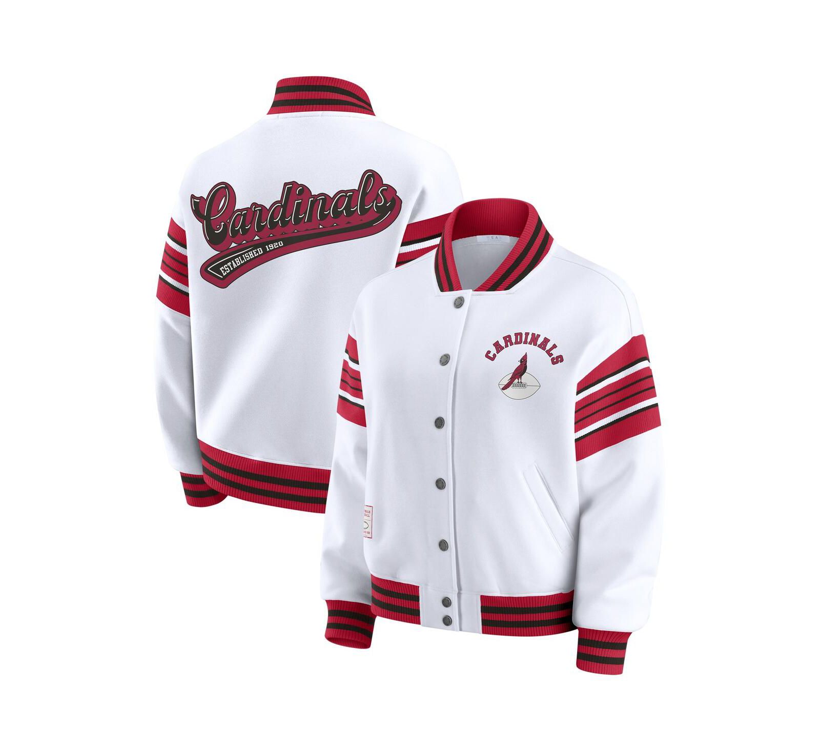 WEAR by Erin Andrews Women's White Arizona Cardinals Full-Snap Fleece Sweatshirt Jacket