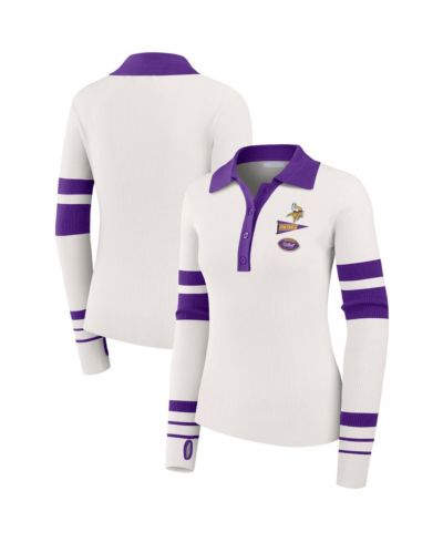WEAR by Erin Andrews Женская белая polo рубашка Minnesota Vikings Ribbed Henley