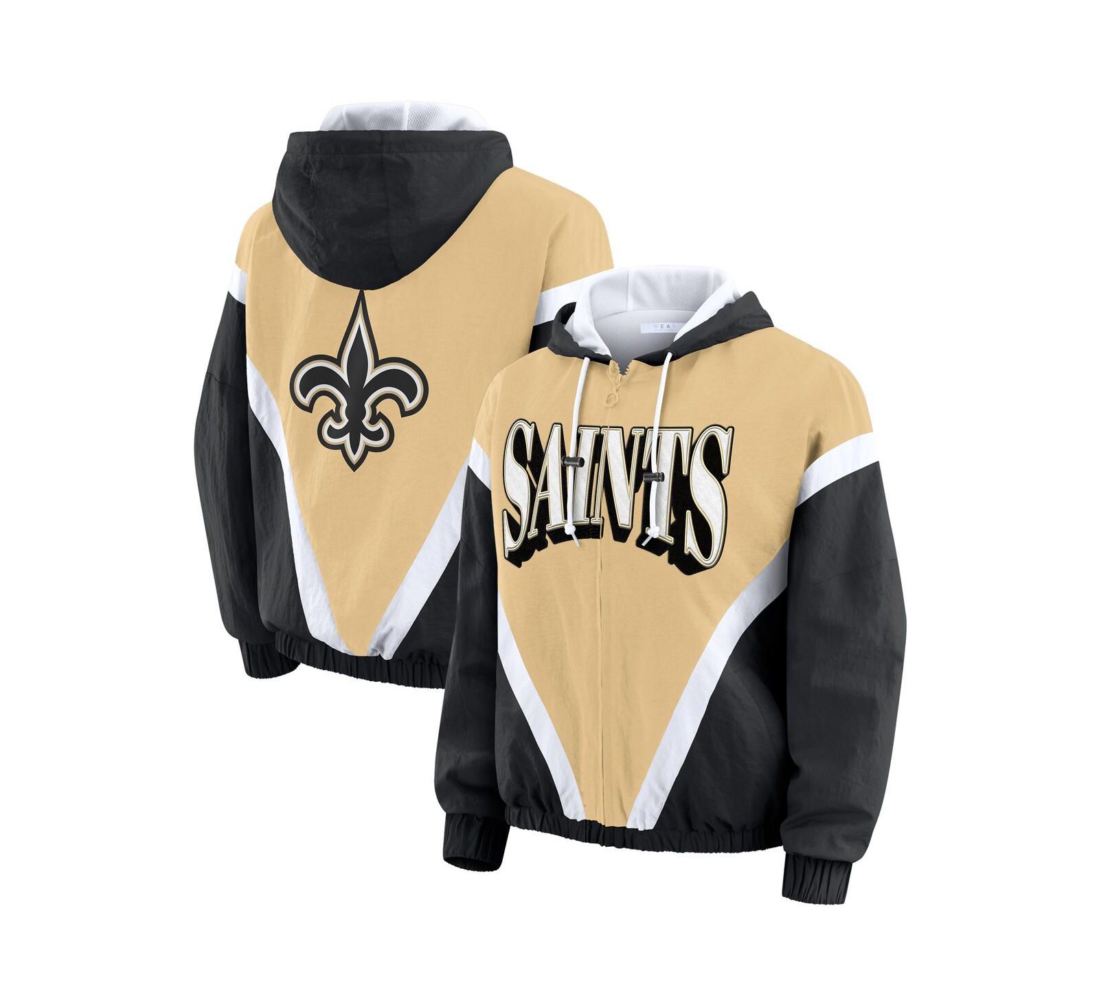 Женский ветрозащитный худи WEAR by Erin Andrews New Orleans Saints Retro Crinkle, золотой/черный