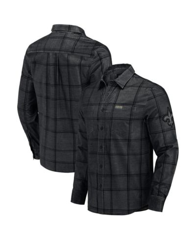 Мужская рубашка Darius Rucker Collection by Fanatics Black New Orleans Saints Micro Corduroy Plaid Button Up