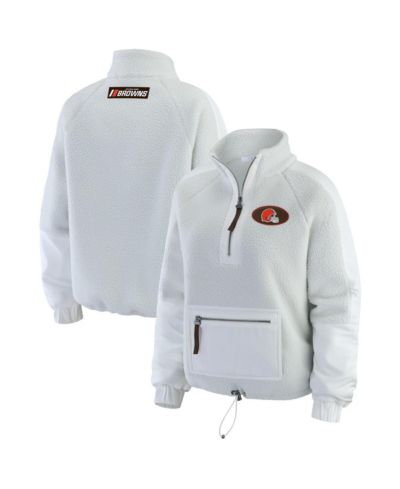 Женская куртка WEAR by Erin Andrews White Cleveland Browns Polar Fleece Half-Zip
