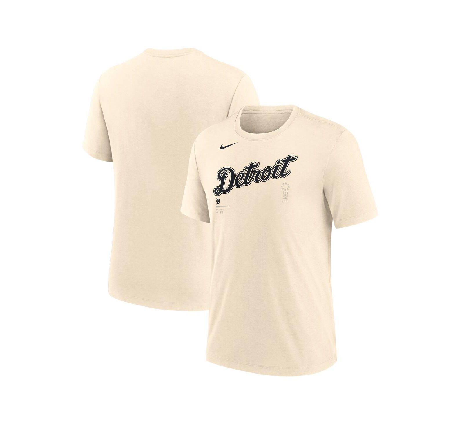 Мужская футболка Nike Natural Detroit Tigers Wordmark Tri-Blend