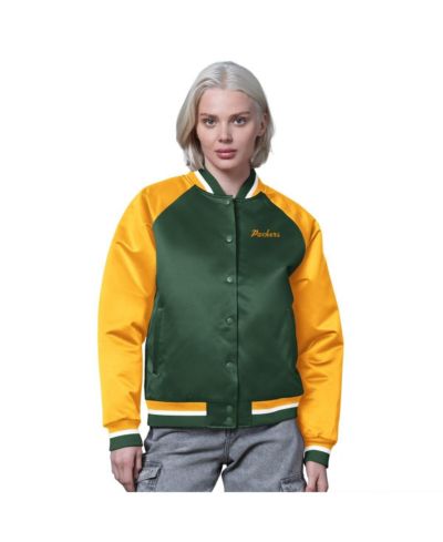 Женская винтажная куртка Varsity Starter Green/Gold Green Bay Packers Satin Full-Snap