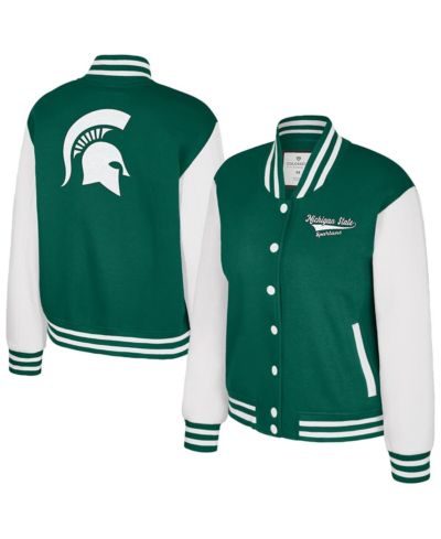Женская флисовая куртка Colosseum Green Michigan State Spartans French Baguette Full Snap