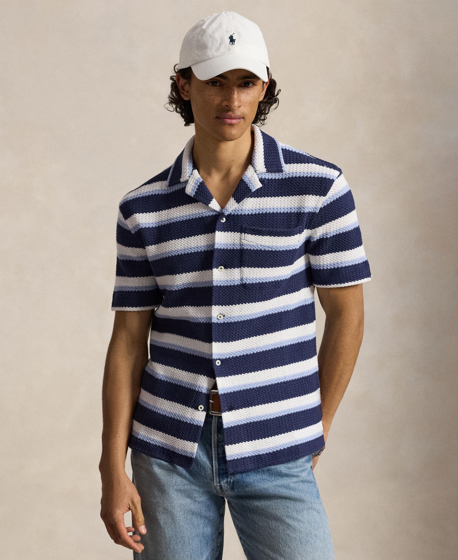 Мужская рубашка Polo Ralph Lauren Striped Herringbone Camp