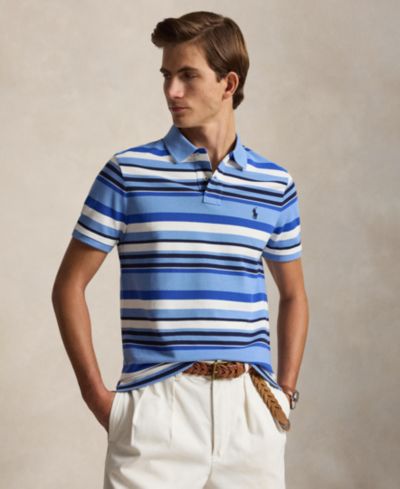 Мужская поло Polo Ralph Lauren Custom Slim-Fit в полоску, сетчатая ткань