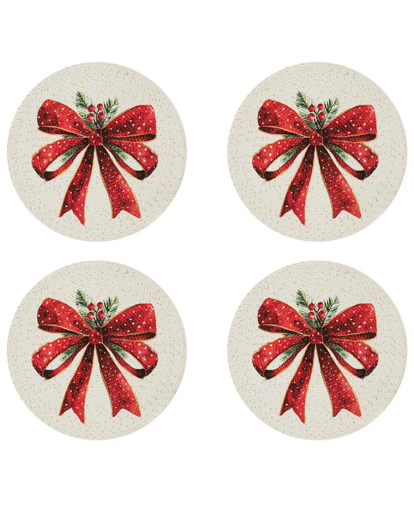 Подставки для сервировки Avanti Christmas Ribbon Round Braided, набор 4 шт.