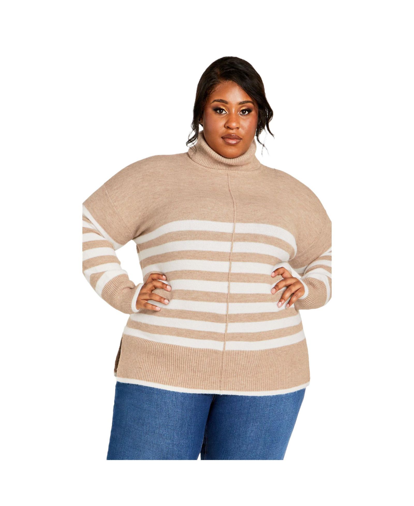 AVENUE Women's Livvy Roll Neck Stripe Sweater