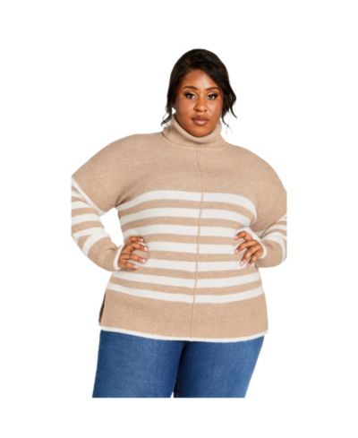 AVENUE Women's Livvy Roll Neck Stripe Sweater