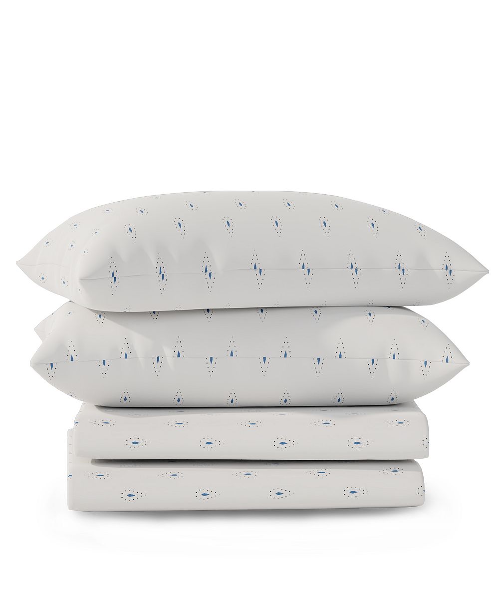 Color Sense Brushed Cool Crisp 225-Thread Count Printed Cotton 4-Pc. Sheet Set, Full