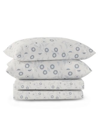 Color Sense Brushed Cool Crisp 225-Thread Count Printed Cotton 4-Pc. Sheet Set, Queen