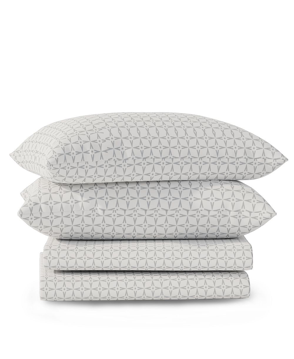 Color Sense Brushed Cool Crisp 225-Thread Count Printed Cotton 4-Pc. Sheet Set, Queen