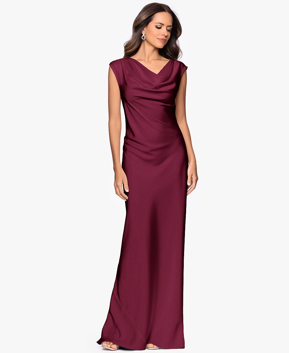 Betsy & Adam Petite Cowl Neck Gown