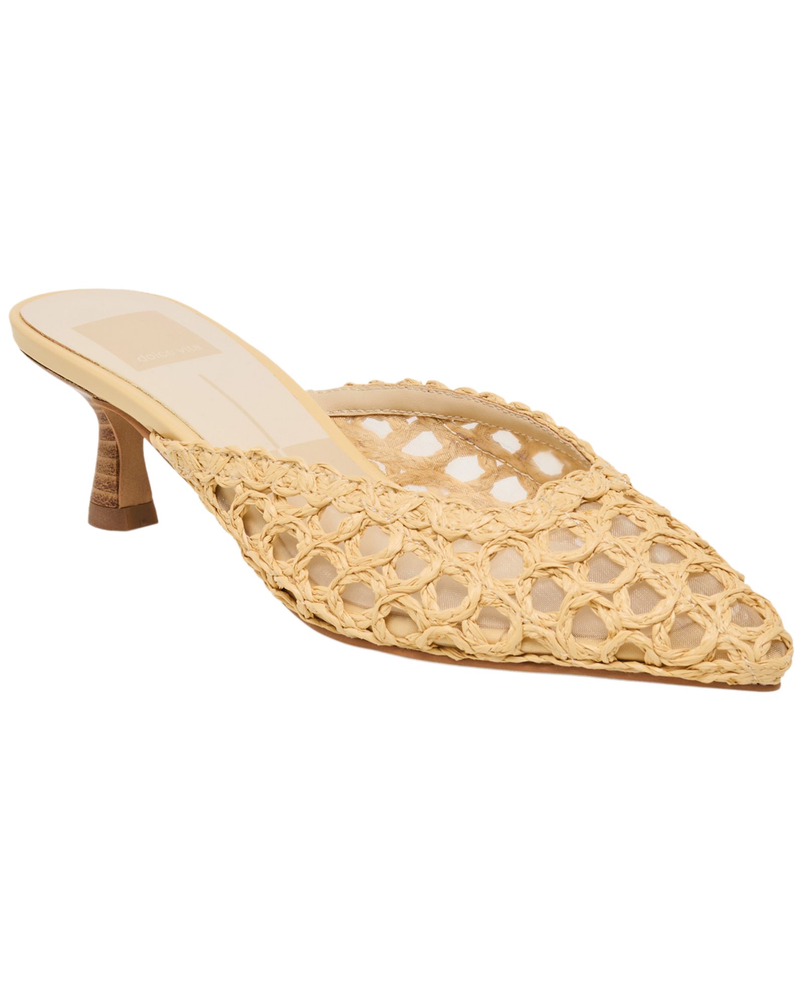 Dolce Vita Women's Cleo Loop Raffia Kitten Heel Mule Pumps