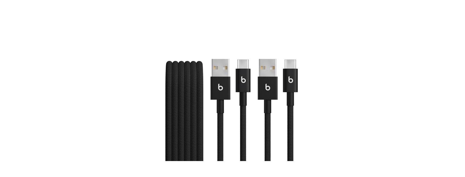 Кабели Beats USB-A to USB-C плетеные (1.5 m) - Bolt Black (2 шт.)