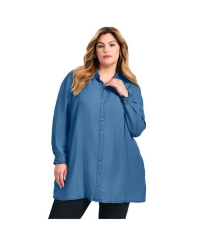 Avenue Женская рубашка Plus Size Sia Chambray
