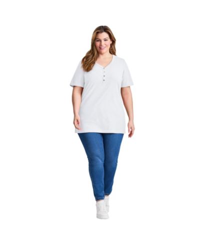 Avenue Women's Plus Size Short Sleeve Henley Tunic Top