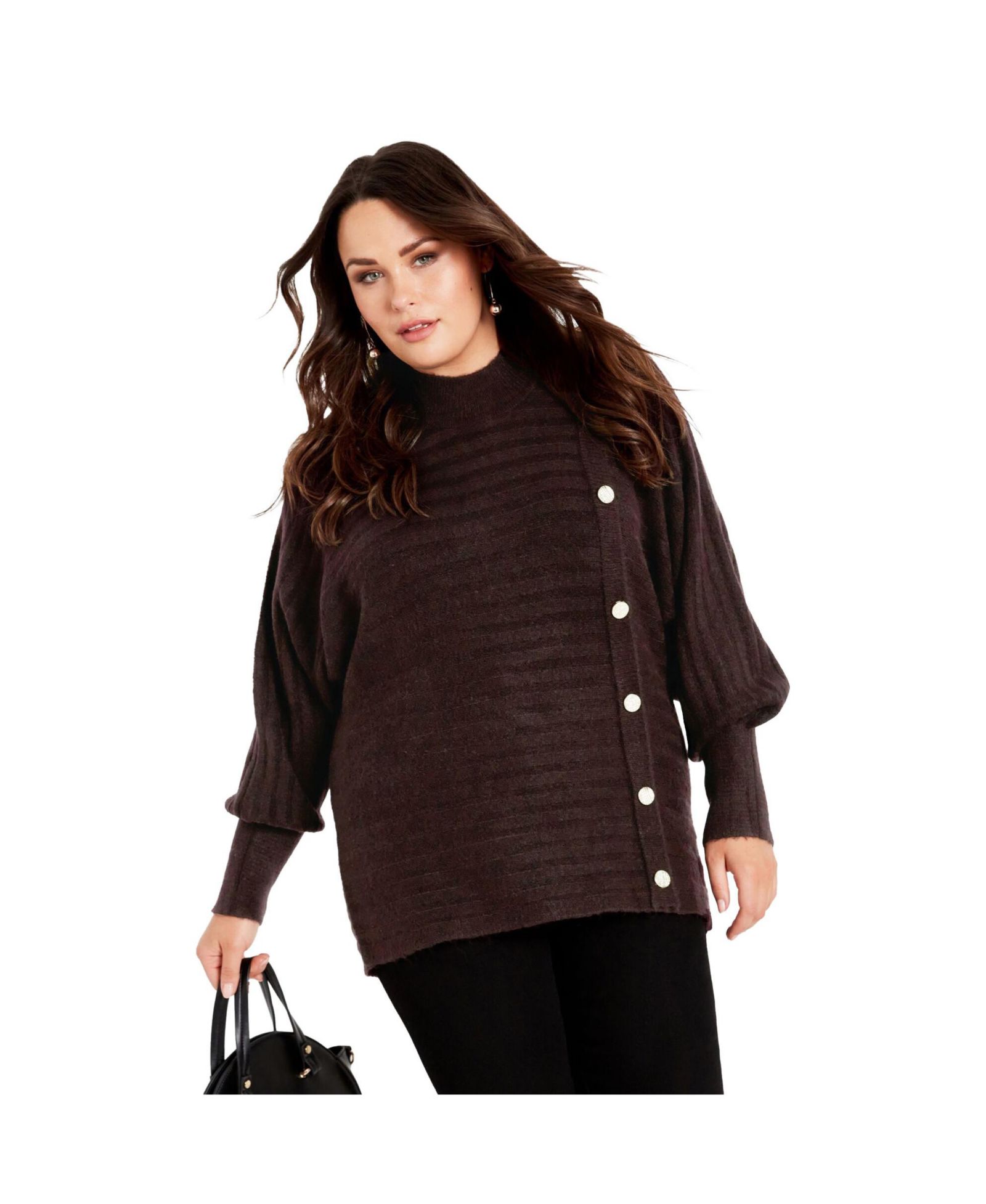 Женский джемпер Plus Size Avenue Beata Asymmetrical Button Knit