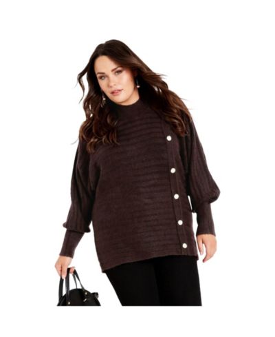 Женский джемпер Plus Size Avenue Beata Asymmetrical Button Knit