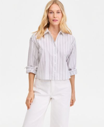 I.N.C. International Concepts Women's Crystal Embellished Button Down Shirt, Macy's Exclusive