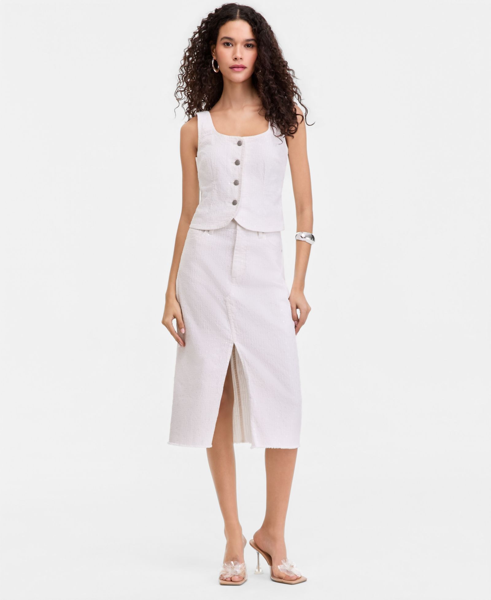 I.N.C. International Concepts Women's Sequin Embellished Denim Midi Skirt, Macy's Exclusive