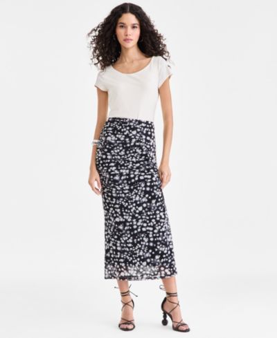 I.N.C. International Concepts Women's Printed Mesh Midi Skirt, Macy's Exclusive