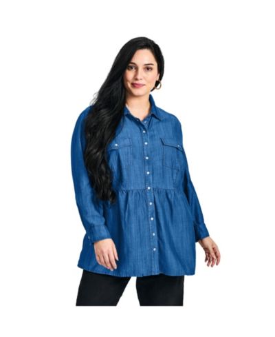 Женская джинсовая рубашка Avenue, многослойная, Plus Size