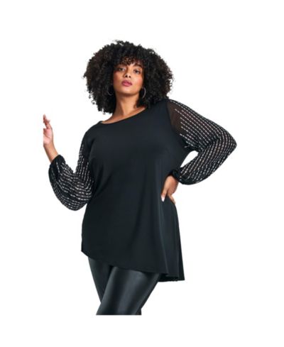 Женская туника Plus Size Avenue Glitz Embellished Sleeve