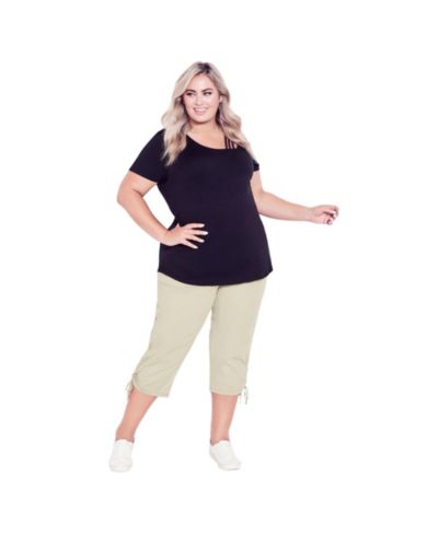 AVENUE Women's Plus Size Cotton Cinch Capri