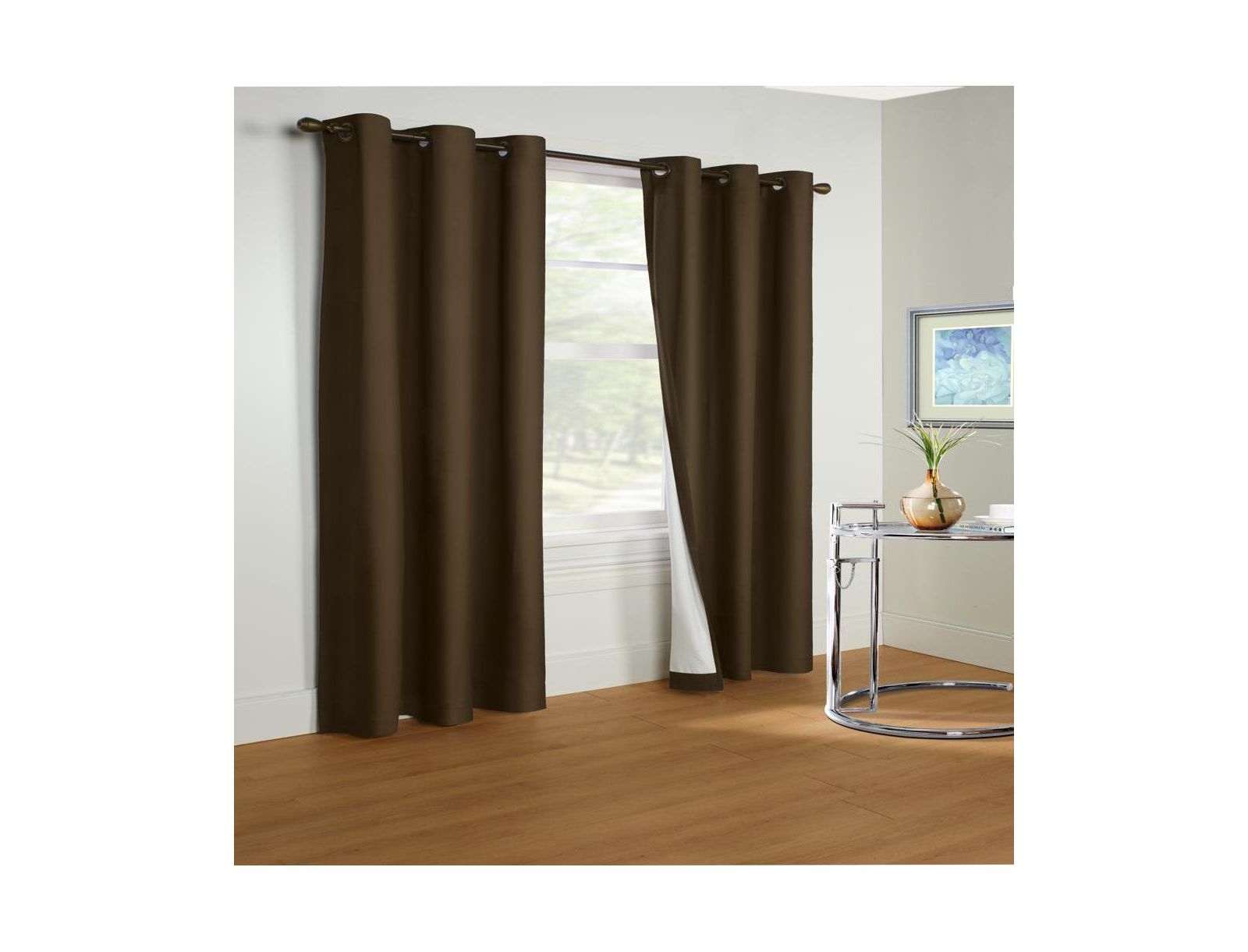 Thermalogic Prelude Room Darkening Providing Daytime and Nighttime Privacy Grommet Curtain Panel 40" x 84" Brown