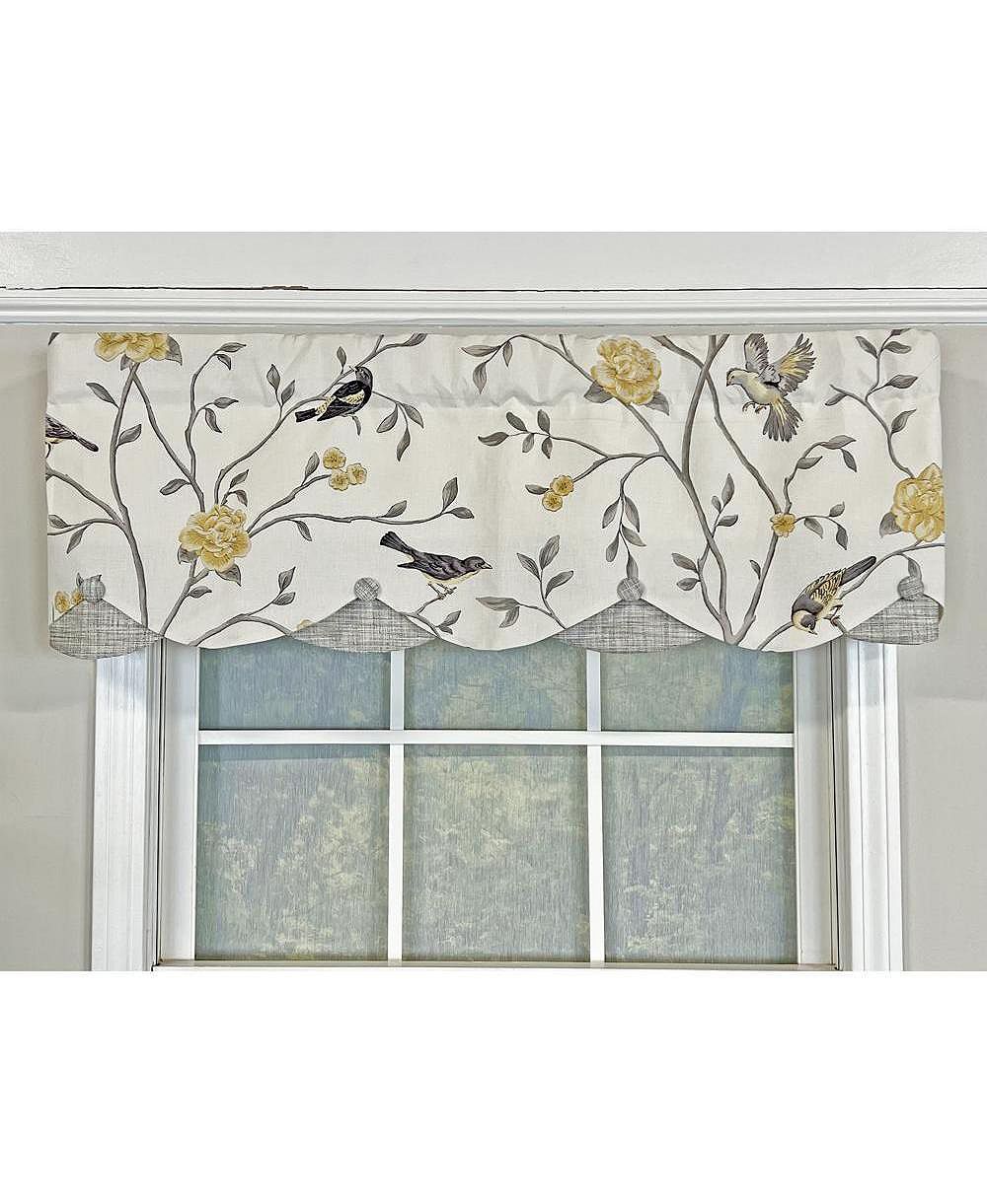 RLF Home Trend Bird Petticoat Valance with 3" Rod Pocket and Handmade Buttons, 50" x 15"