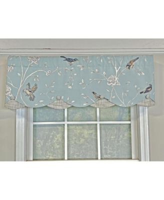 RLF Home Trend Bird Petticoat Valance with 3" Rod Pocket and Handmade Buttons, 50" x 15"