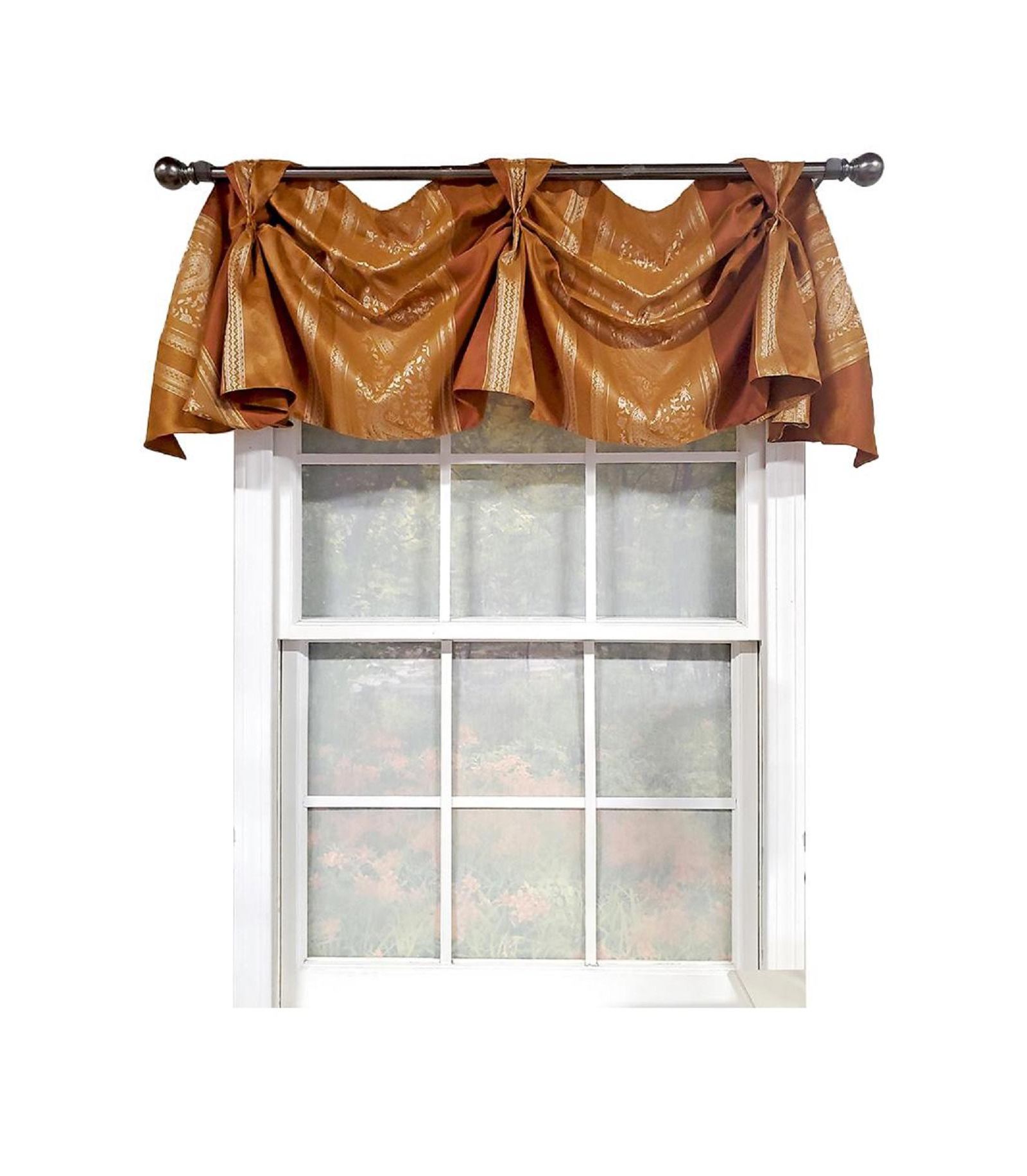 RLF Home Nikoleta Celebration Valance Hand Pleated Tabs Elegant Window Treatment Valance 36" x 18"