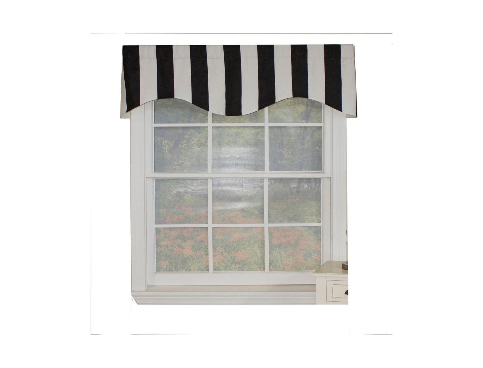 Занавеска-валанс RLF Home Cabana Stripe Design, 3" Rod Pocket, 50" x 17", черная