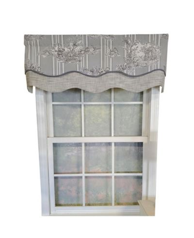 RLF Home Классическая занавеска RLF Home French Tableau Toile Stripe and Solid Fabric Gimp Trim Ivory Lining, 50" X 16"