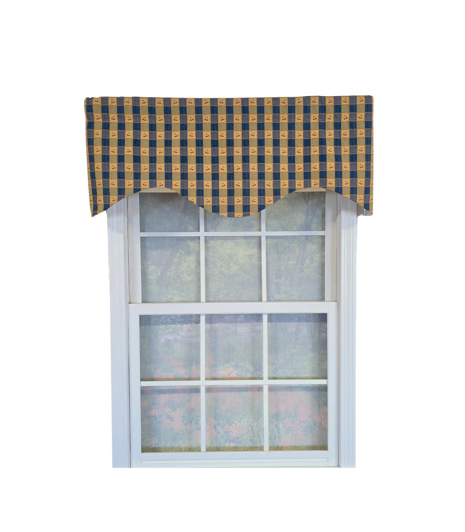 Занавеска RLF Home 100% Cotton Cherry Plaid, 50" x 17", темно-синяя
