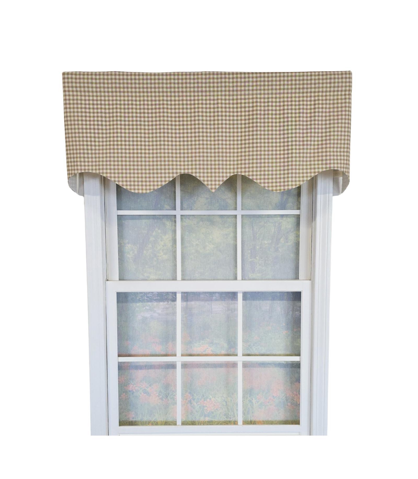 RLF Home 100% Cotton Gingham Regal With Poly/Cotton Ivory lining Rod Pocket Valance 50" x 15" Tan