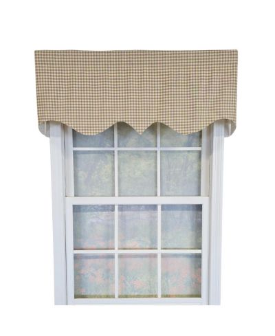 RLF Home 100% Cotton Gingham Regal With Poly/Cotton Ivory lining Rod Pocket Valance 50" x 15" Tan