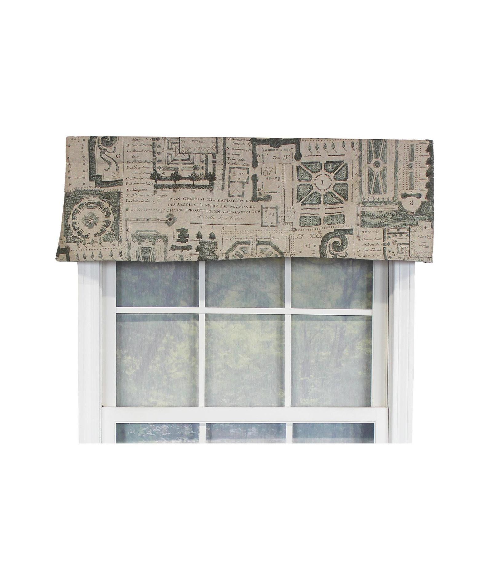 RLF Home Le Jardin Tailored 100% Cotton with Fully Lined 3" Rod Pocket Valnance for Windows 50" x 14"