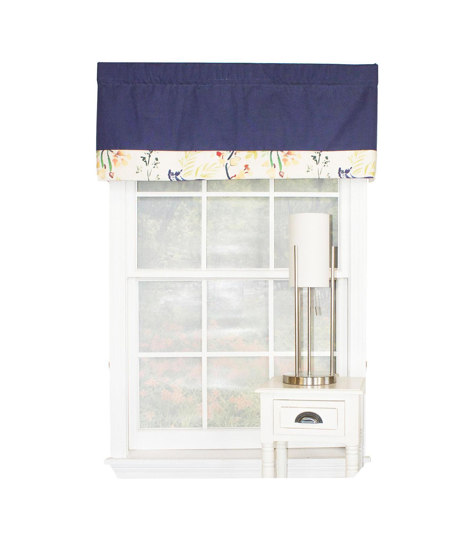 RLF Home Tail Feather Banded 100% Cotton with Fully Lined 3" Rod Pocket Valnance for Windows 50" x 15"