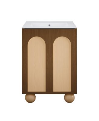 Свободный шкаф для ванной комнаты Swiss Madison Plaisir II 24" в коричневом дубе с раковиной