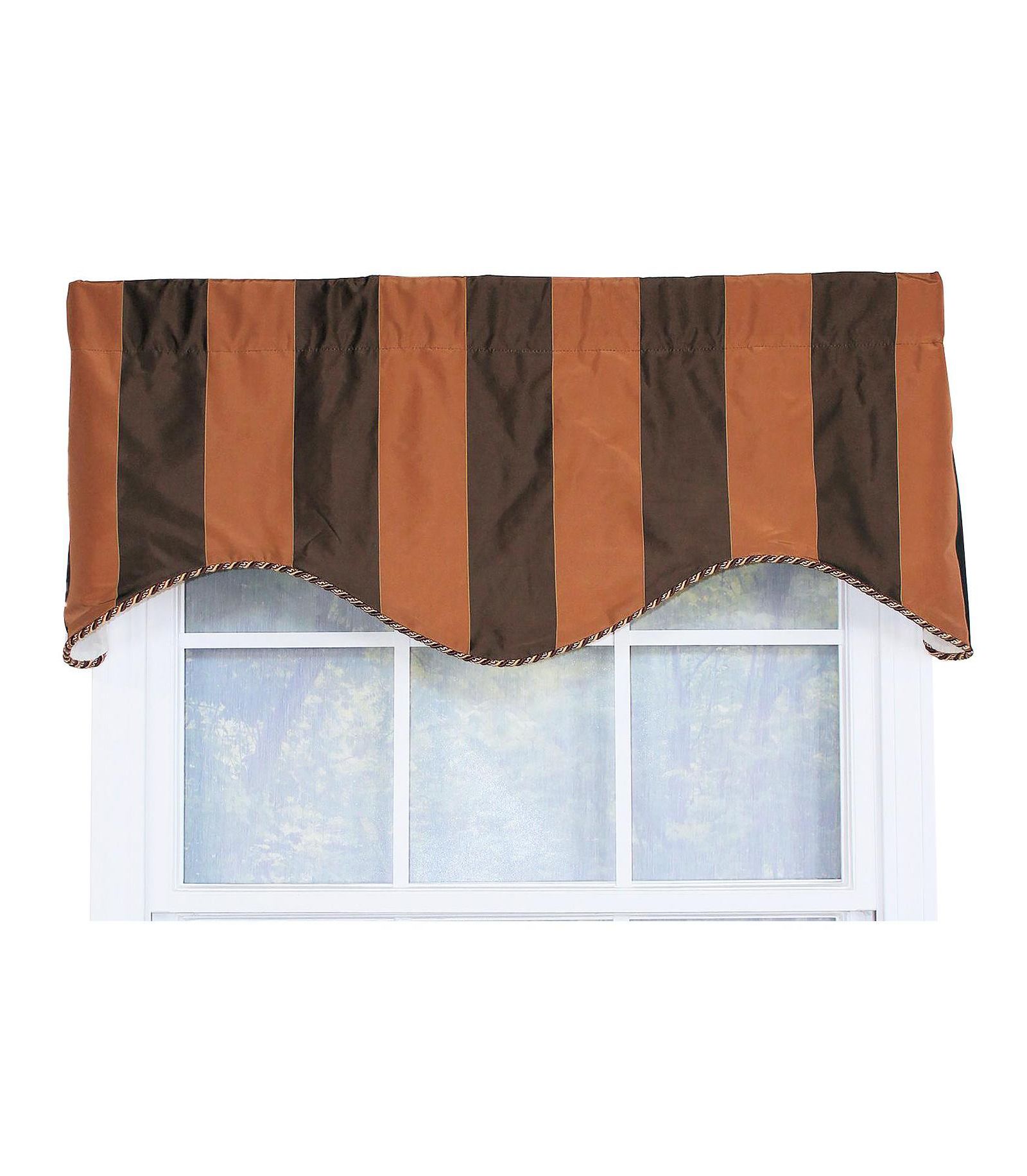 RLF Home Pascal Corded Cornice  Cotton with Fully Lined 3" Rod Pocket Valnance for Windows 50" x 17"