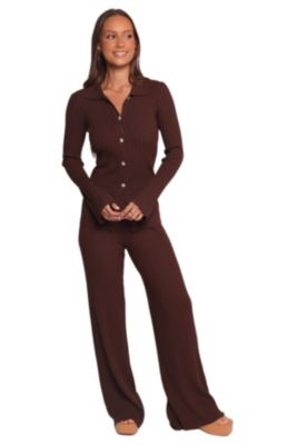 Petal and Pup Women's Aylia Ribbed Knit Set - Chocolate