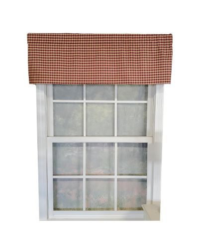 RLF Home Rusty Check Tailored 100% Cotton with Fully Lined Rod Pocket Valnance for Windows