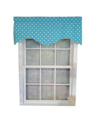 RLF Home Polka Dot Cornice 100% Cotton with Fully Lined 3" Rod Pocket Valnance for Windows 50" x 17" Baby Blue
