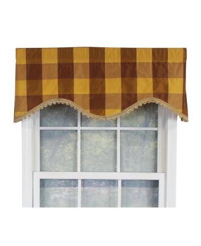 RLF Home Pascal Trimmed Cornice 100% Cotton with Fully Lined 3" Rod Pocket Valnance for Windows