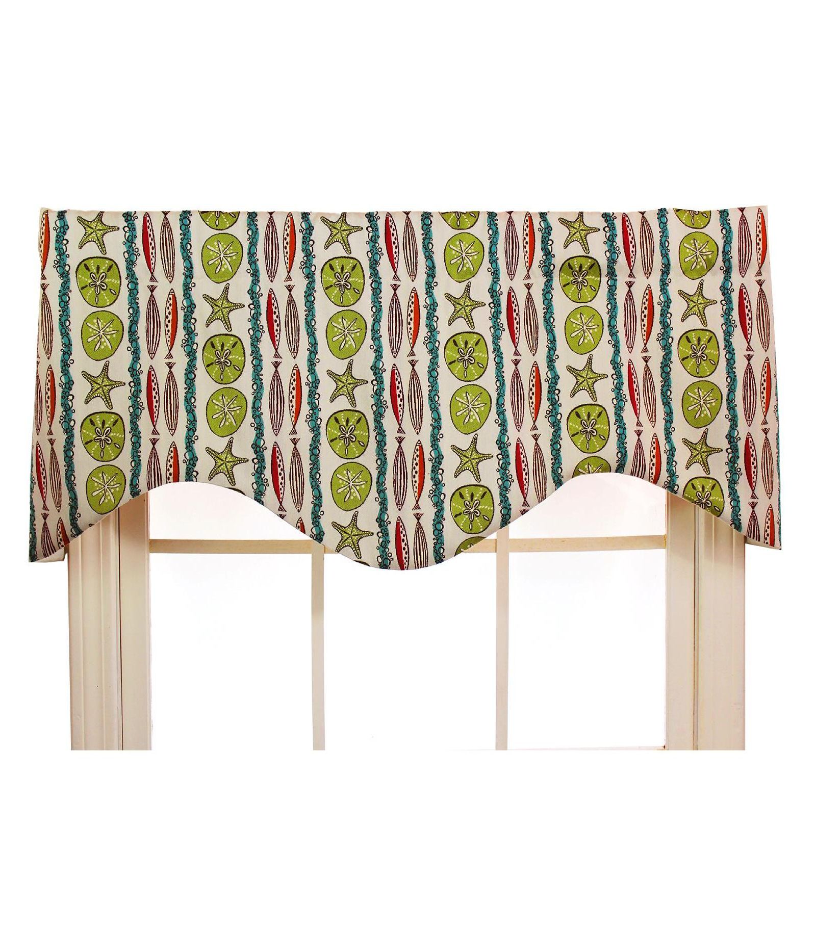 RLF Home Sea Walk Cornice 100% Cotton with Fully Lined 3" Rod Pocket Valnance for Windows 50" x 17" Multi