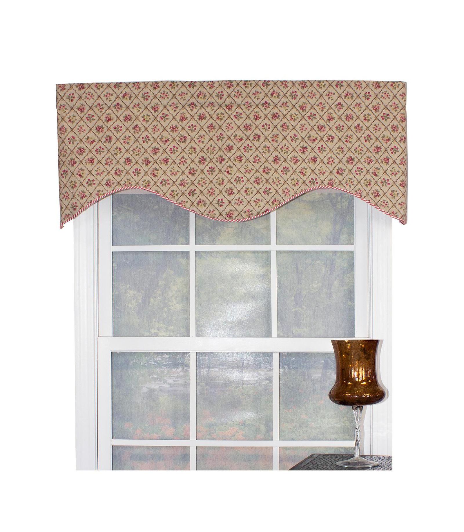 RLF Home Petite Corded Cornice 100% Cotton with Fully Lined 3" Rod Pocket Valnance for Windows 50" x 17" Harvest