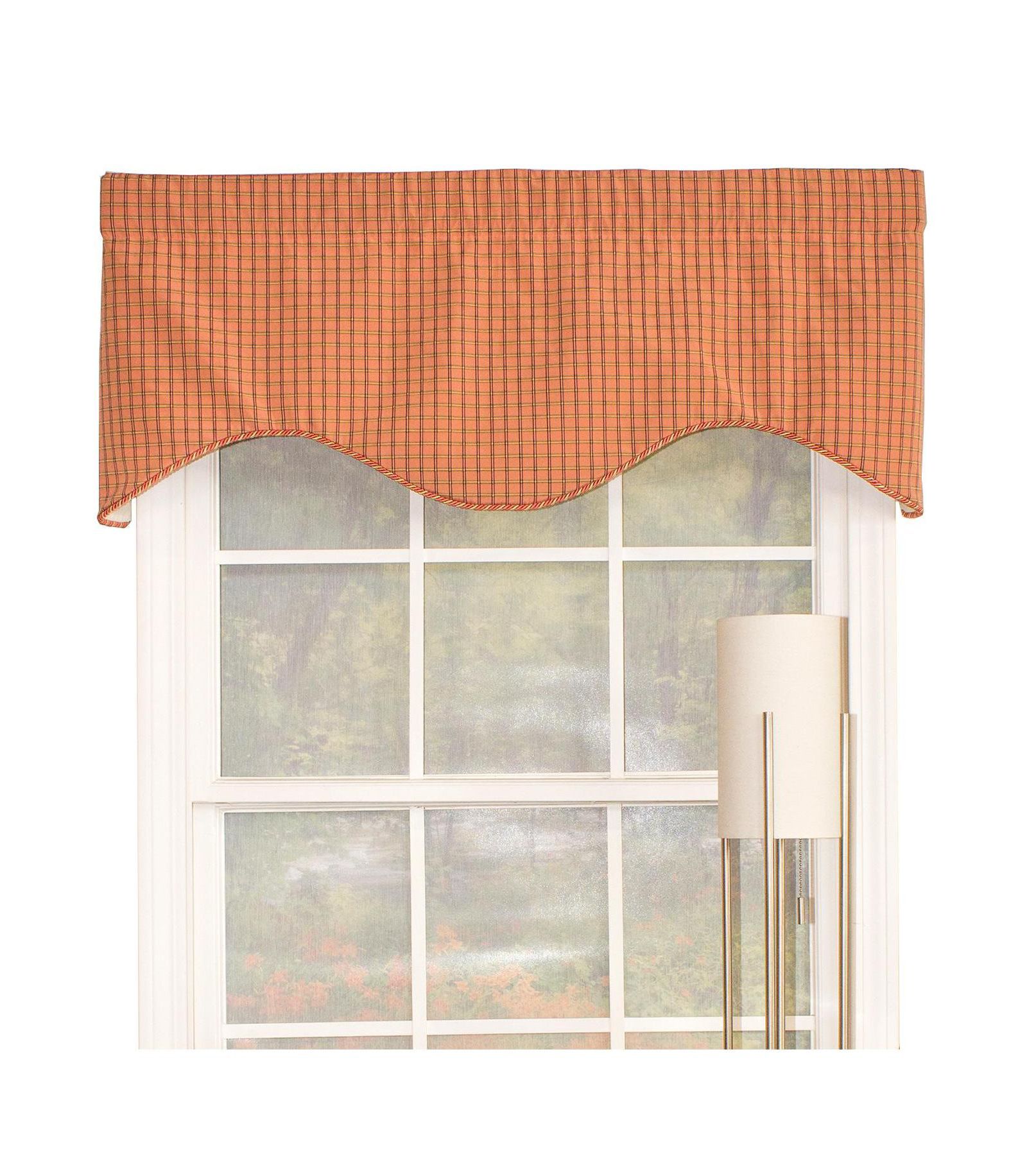 RLF Home Common Check Corded Cornice 100% Cotton with Fully Lined 3" Rod Pocket Valnance for Windows 50" x 17"